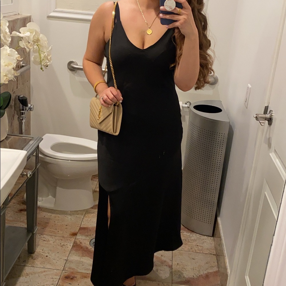 Black Silk Midi Dress